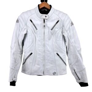 Shift Women's Siren‎ White Leather Motorcycle Jacket Racing Motocross Size S